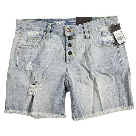 Mossimo Womens Shorts Size 6 Low Rise Boyfriend Light Wash Button Fly Distressed - Picture 1 of 8